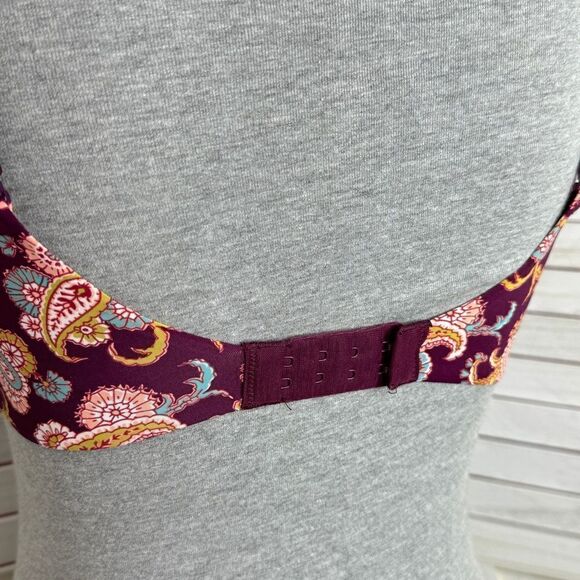 Victoria’s Secret Uplift Semi Demi Multiway Underwire Bra Maroon Paisley 34B - Picture 8 of 11